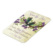 Blauwgroen Tortelduifjes Paarse Cherry Blossom Magneet (Linkerzijde)