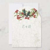  Blauwgroen Tortelduifjes Red Cherry Blossom Kaart (Achterkant)