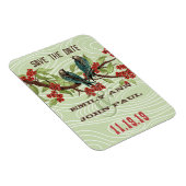 Blauwgroen Tortelduifjes RED Cherry Blossom Magneet (Rechterzijde)