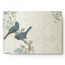  Blauwgroen Tortelduifjes Wedding Envelope