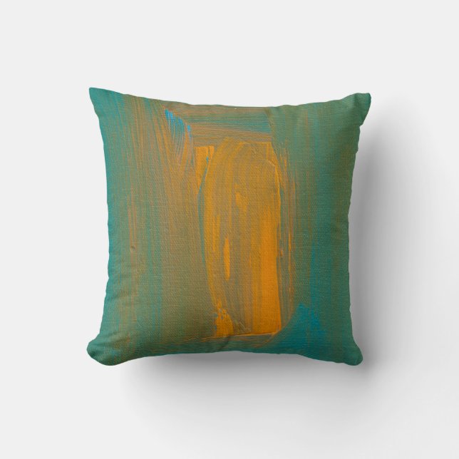 Blauwgroen tot oranje Sierkussen (Voorkant)