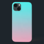 Blauwgroen tot Roze Eenvoudige Verloop Gemengde Ac iPhone 13 Hoesje<br><div class="desc">Een schattige gemengde achtergrond die ik creëerde in bleek roze en turquoise.</div>