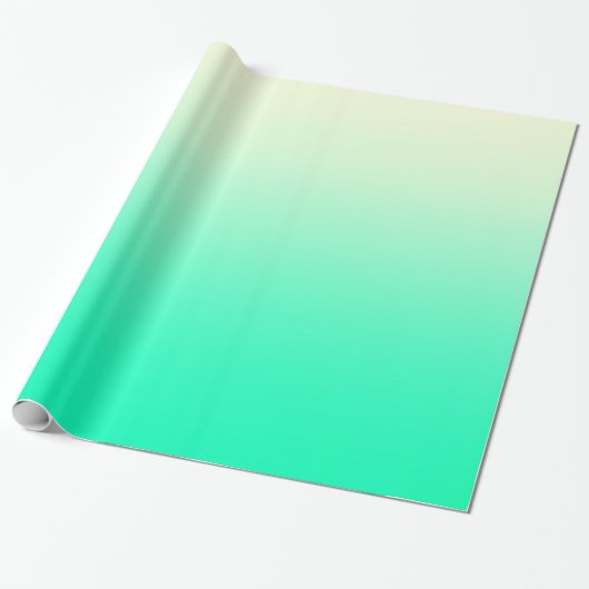 Blauwgroen tot witte ombre gradiënt cadeaupapier (Uitgerold)