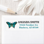 Blauwgroen traditionele Tattoos vlinder Etiket (Insitu)