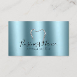 Blauwgroen Treasure Sparkly Zilveren Tand Tandarts Visitekaartje