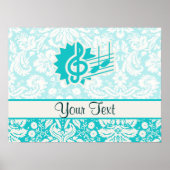 Blauwgroen Treble Clef Poster (Voorkant)