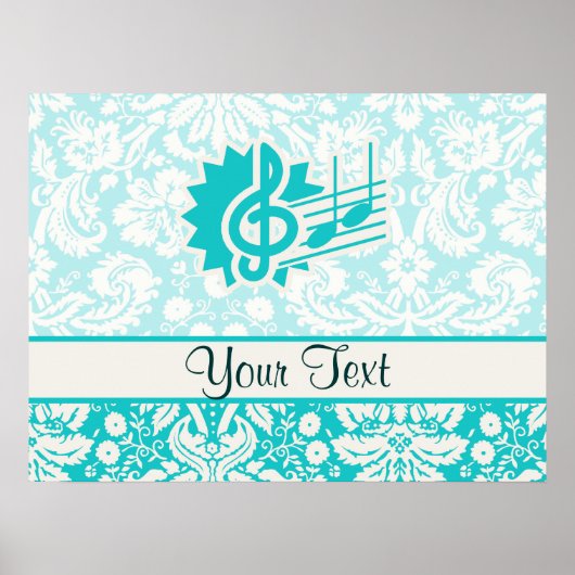 Blauwgroen Treble Clef Poster (Voorkant)