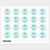 Blauwgroen Treble Clef Ronde Sticker (Vel)