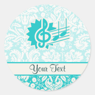 Blauwgroen Treble Clef Ronde Sticker