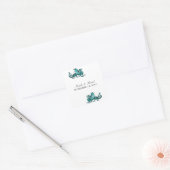 Blauwgroen trekkers vierkante sticker (Envelop)