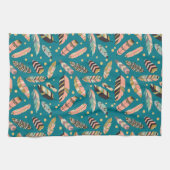 Blauwgroen tribaal doezelpatroon theedoek (Horizontaal)