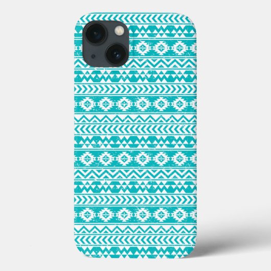 Blauwgroen tribaal patroon Grunge Aztec Case-Mate iPhone Case (Achterkant)