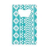Blauwgroen tribaal patroon Grunge Aztec Creditkaart Flessenopener (Voorkant)