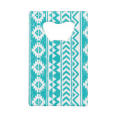 Blauwgroen tribaal patroon Grunge Aztec Creditkaart Flessenopener (Achterkant)