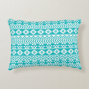 Blauwgroen tribaal patroon Grunge Aztec Decoratief Kussen