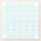 Blauwgroen tribaal patroon Grunge Aztec Glazen Onderzetter (Achterkant)