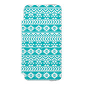Blauwgroen tribaal patroon Grunge Aztec Incipio iPhone Portemonnee Hoesje (Voorkant Agenda)
