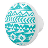 Blauwgroen tribaal patroon Grunge Aztec Keramische Knop (Rechts)