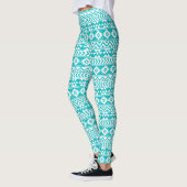 Blauwgroen tribaal patroon Grunge Aztec Leggings (Links)
