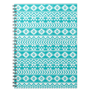 Blauwgroen tribaal patroon Grunge Aztec Notitieboek