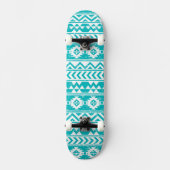 Blauwgroen tribaal patroon Grunge Aztec Persoonlijk Skateboard (Voorkant)