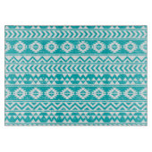 Blauwgroen tribaal patroon Grunge Aztec Snijplank (Voorkant)