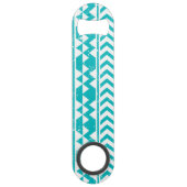 Blauwgroen tribaal patroon Grunge Aztec Speed Flessenopener (Achterkant)