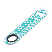 Blauwgroen tribaal patroon Grunge Aztec Speed Flessenopener (Achterkant Gekanteld)