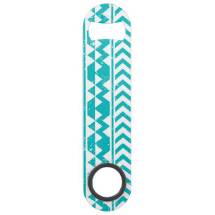 Blauwgroen tribaal patroon Grunge Aztec Speed Flessenopener