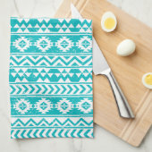 Blauwgroen tribaal patroon Grunge Aztec Theedoek (Quarter Fold)