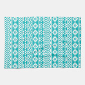Blauwgroen tribaal patroon Grunge Aztec Theedoek (Horizontaal)