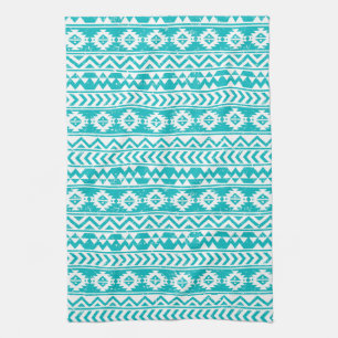 Blauwgroen tribaal patroon Grunge Aztec Theedoek