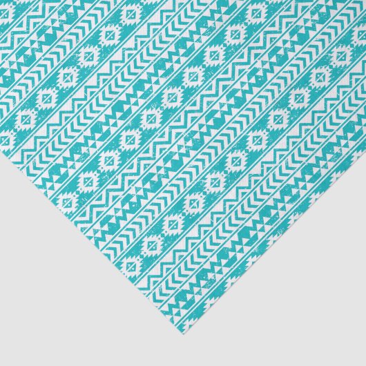 Blauwgroen tribaal patroon Grunge Aztec Tissuepapier (Detail)