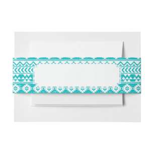 Blauwgroen tribaal patroon Grunge Aztec Uitnodigingen Wikkel