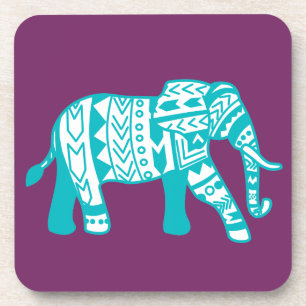 Blauwgroen tribale olifant bier onderzetter