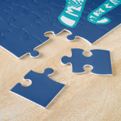 Blauwgroen tribale olifant legpuzzel (Zijkant)