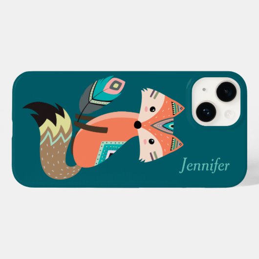 Blauwgroen tribale vos met doezelaar Case-Mate iPhone case (Achterkant (horizontaal))