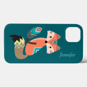 Blauwgroen tribale vos met doezelaar Case-Mate iPhone case (Achterkant (horizontaal))