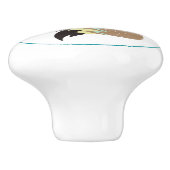 Blauwgroen tribale vos met doezelaar keramische knop (Zijkant)