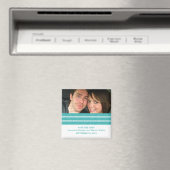 Blauwgroen Triple Stripe Foto Save the Date Magnet (Insitu (Vaatwasser))