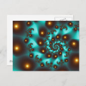 Blauwgroen Trippy Abstract Fine Art Fractal Briefkaart (Voorkant / Achterkant)
