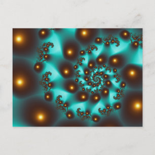 Blauwgroen Trippy Abstract Fine Art Fractal Briefkaart
