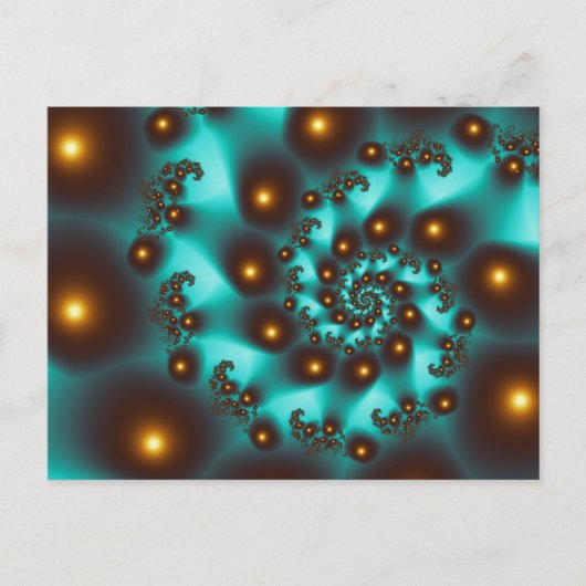 Blauwgroen Trippy Abstract Fine Art Fractal Briefkaart (Voorkant)