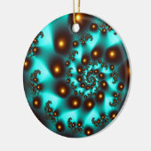 Blauwgroen Trippy Abstract Fine Art Fractal Keramisch Ornament (Links)