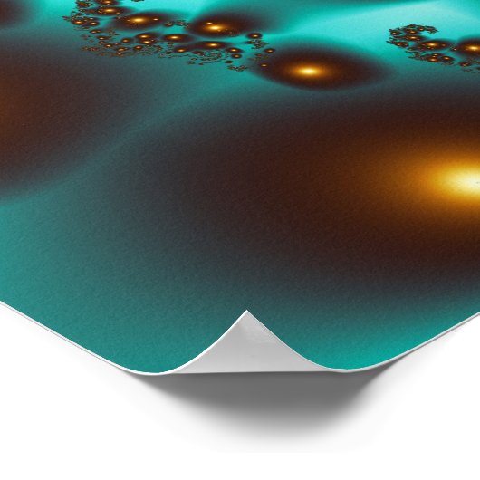 Blauwgroen Trippy Abstract Fine Art Fractal Poster (Hoek)