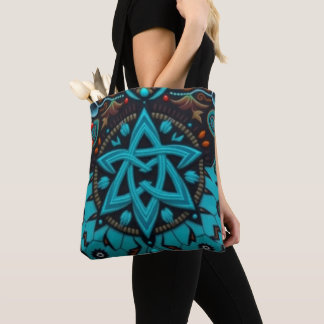 Blauwgroen Trix: Tote Bag