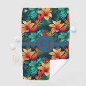 Blauwgroen Tropical Paradise golfhanddoek (Insitu)