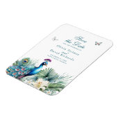 Blauwgroen Tropical Peacock Wedding Save the Date  Magneet (Linkerzijde)