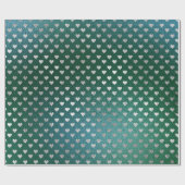 Blauwgroen Tropisch Groen Glas Zilveren Harten Gri Cadeaupapier (Vlak)