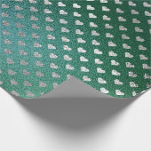 Blauwgroen Tropisch Groen Glas Zilveren Harten Gri Cadeaupapier (Hoek)